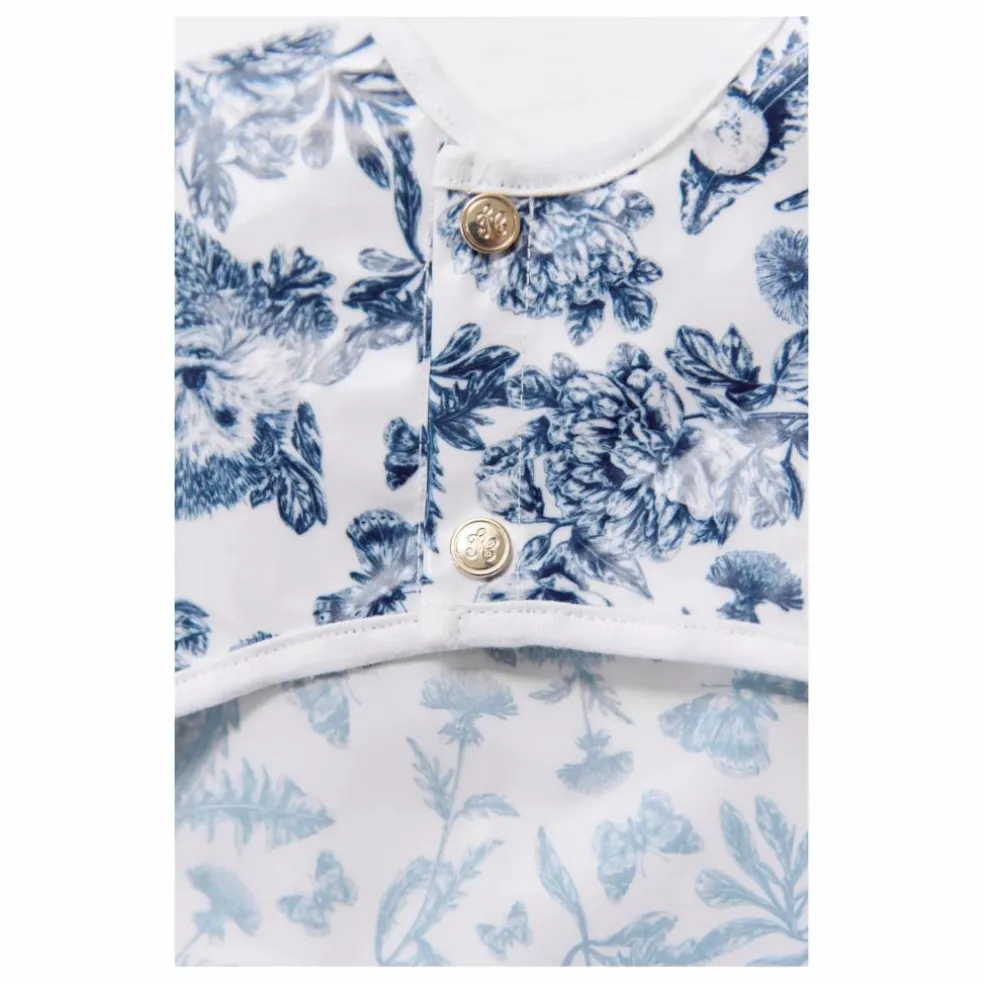 Bavoir à manches enduit Toile de Jouy | Bleu marine