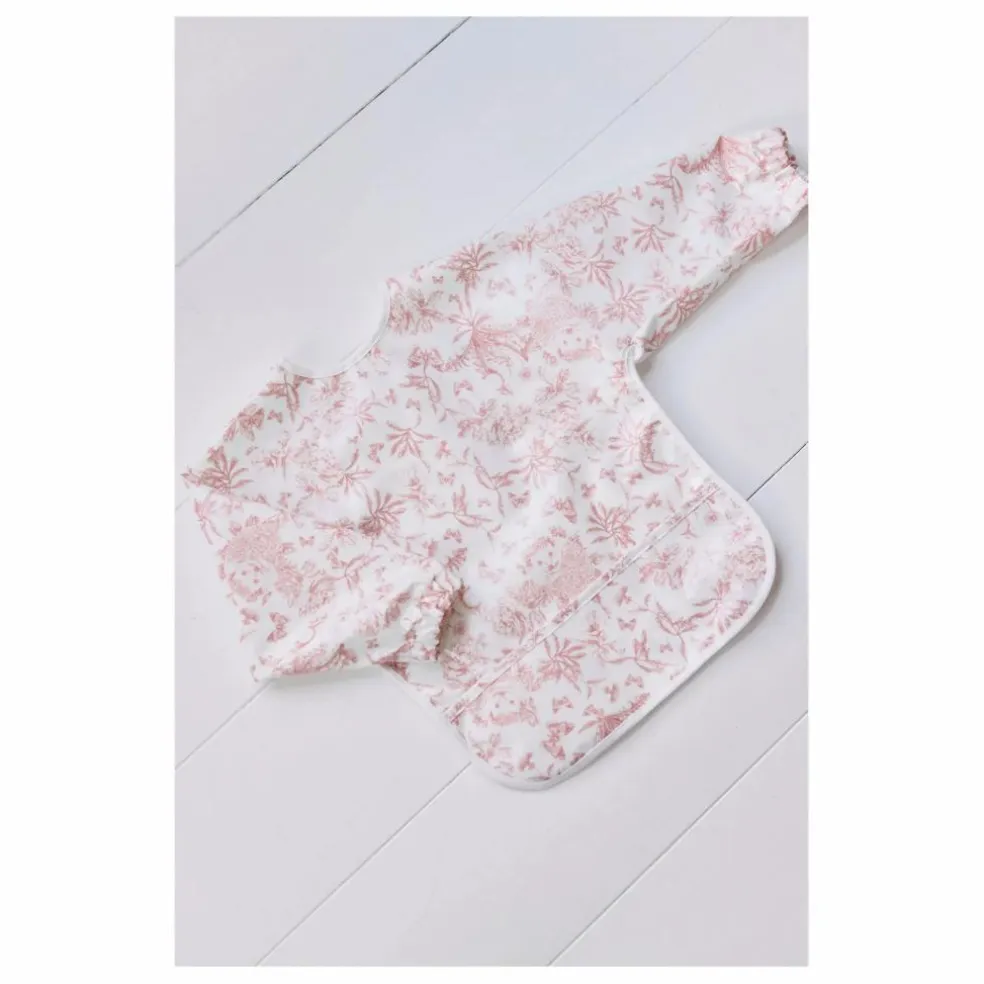 Bavoir à manches enduit Toile de Jouy | Rose pêche