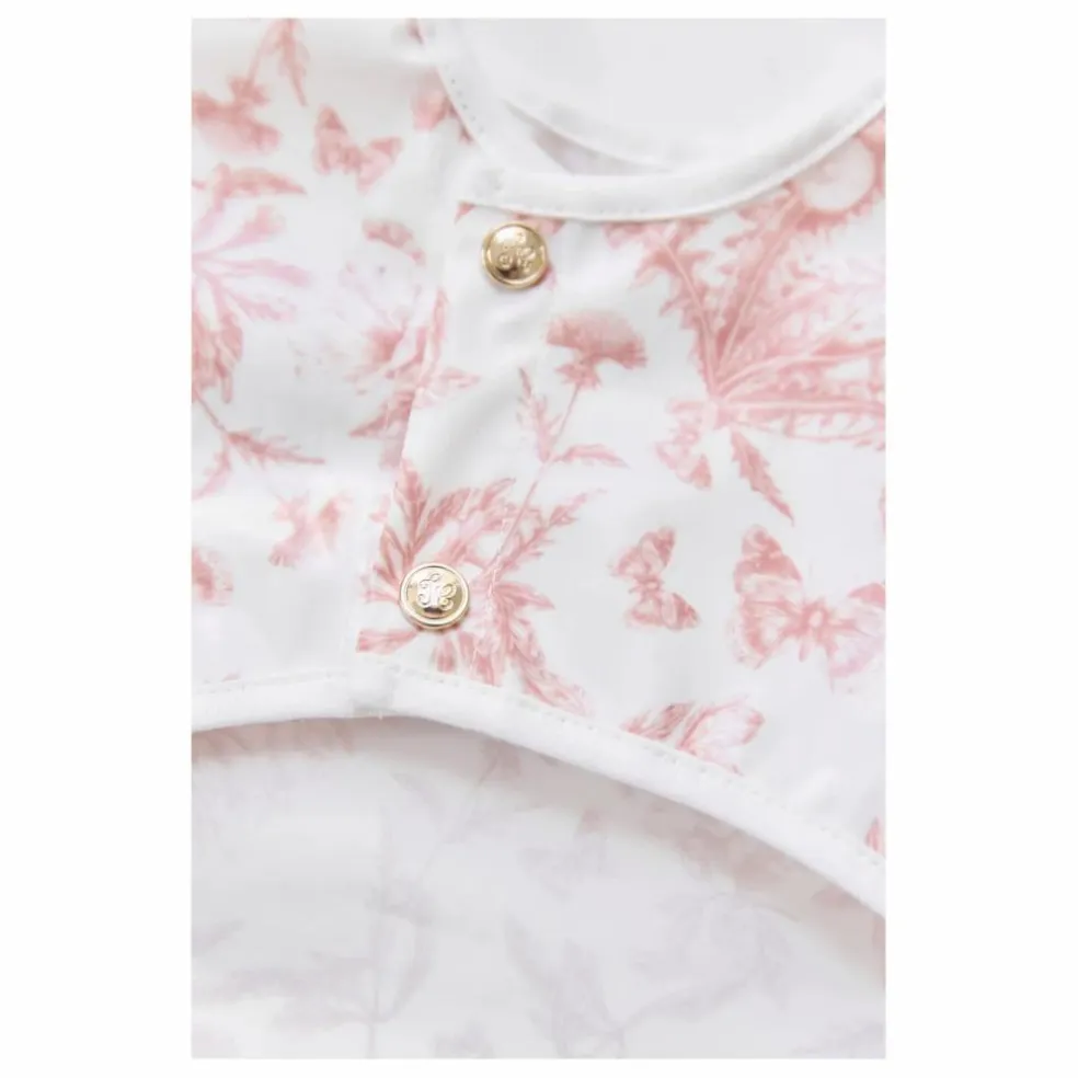 Bavoir à manches enduit Toile de Jouy | Rose pêche