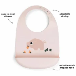 Bavoir en silicone Pigee | Rose