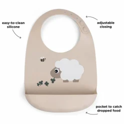 Bavoir en silicone Sheepy | Sable