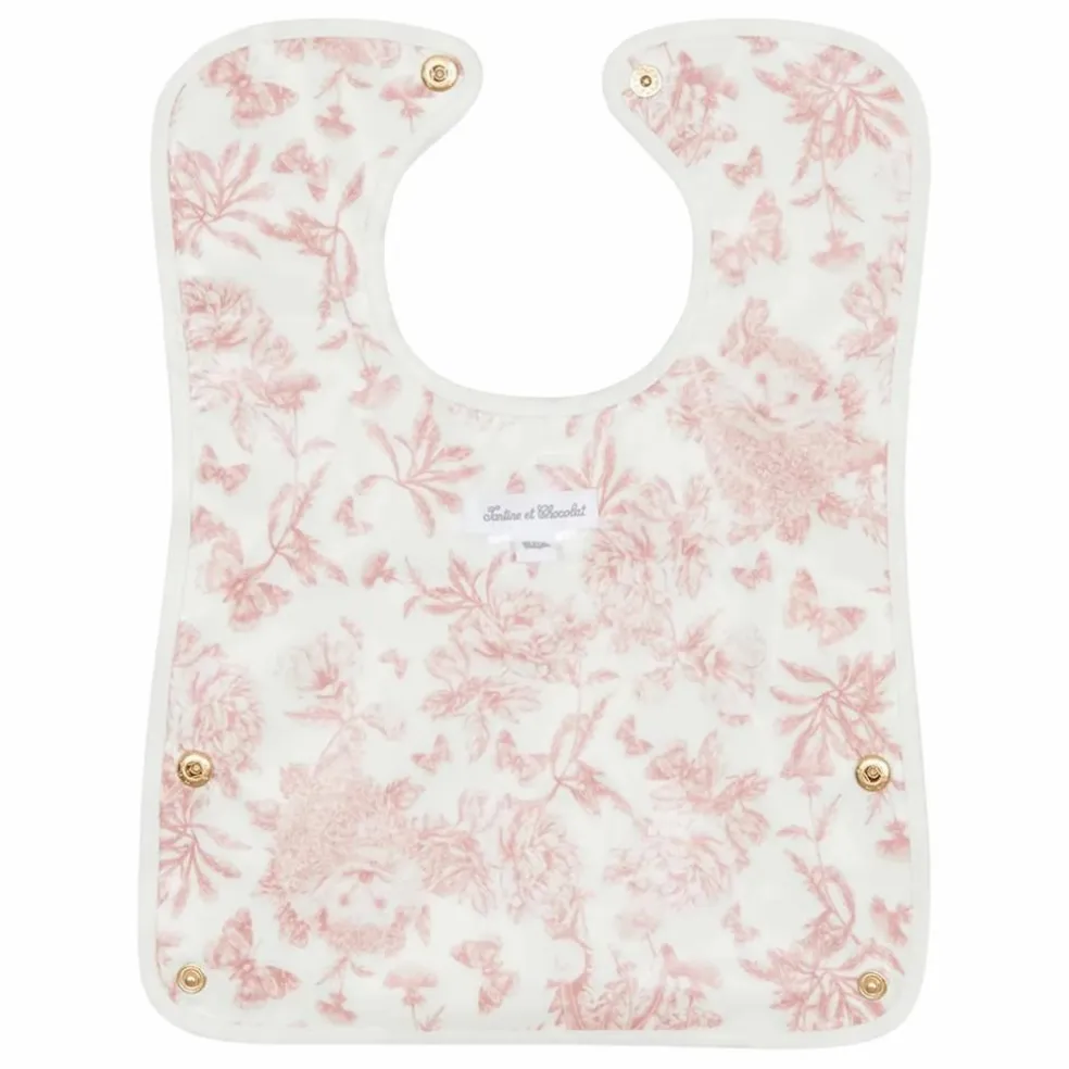 Bavoir enduit Toile de Jouy | Rose pêche