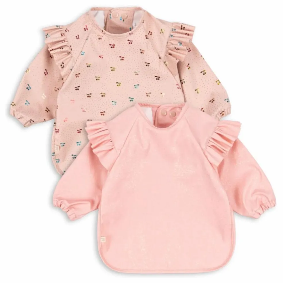Bavoirs à manches Cherry Sparkle - Set de 2 | Rose