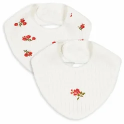 Bavoirs pointelle Rose Red - Set de 2 | Blanc