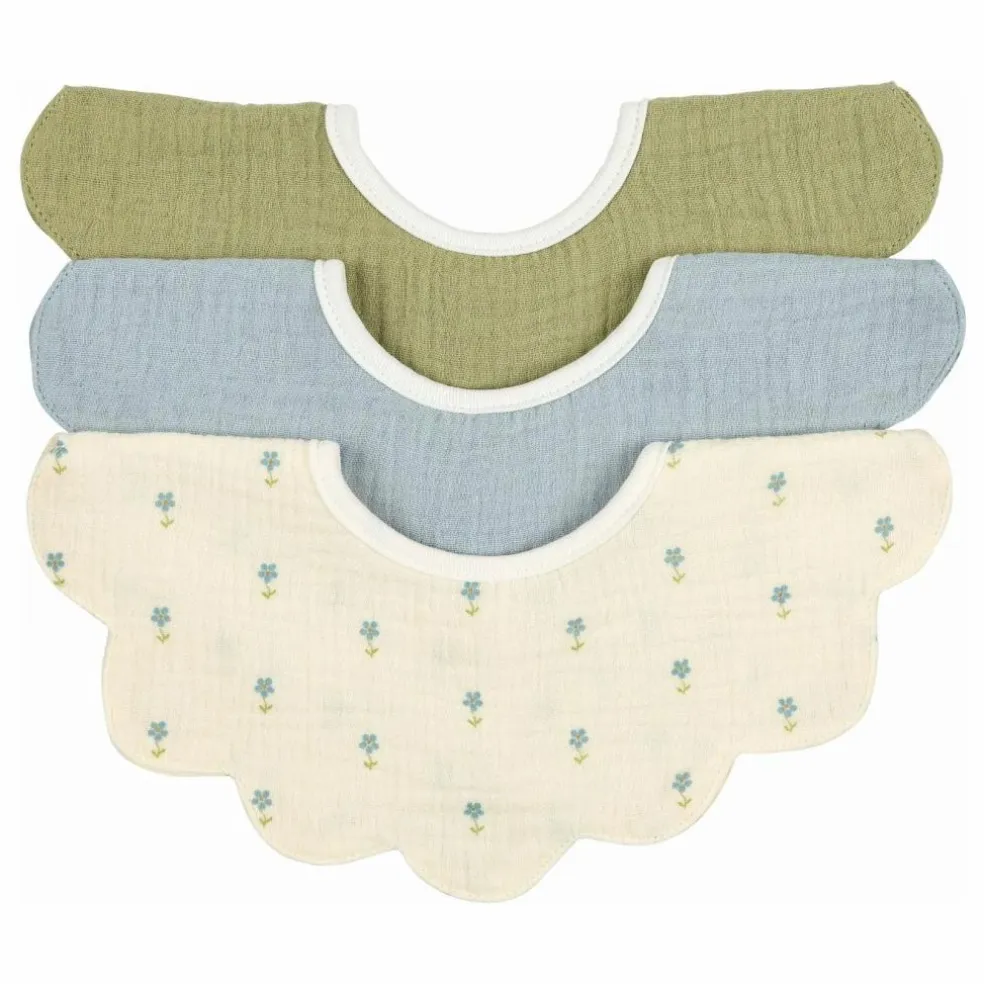 Bavoirs pétale Periwinkle en coton bio - Set de 3 | Bleu