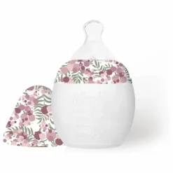 Biberon en silicone médical et tétine physiologique Mimosa Field - Elhée x Liberty | Rose