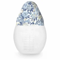 Biberon en silicone médical et tétine physiologique Honey Dew - Elhée x Liberty | Bleu