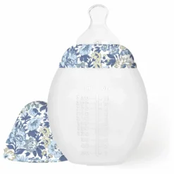 Biberon en silicone médical et tétine physiologique Honey Dew - Elhée x Liberty | Bleu