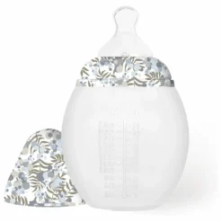 Biberon en silicone médical et tétine physiologique Mimosa Field - Elhée x Liberty | Bleu ciel