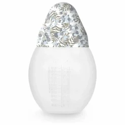 Biberon en silicone médical et tétine physiologique Mimosa Field - Elhée x Liberty | Bleu ciel
