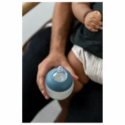 Biberon en silicone médical et tétine physiologique | Bleu gris