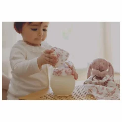 Biberon en silicone médical et tétine physiologique Toile de Jouy - Elhée x Tartine et Chocolat | Rose pêche