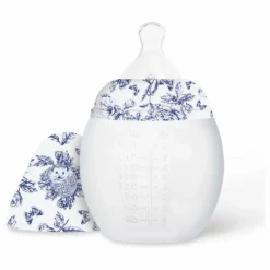 Biberon en silicone médical et tétine physiologique Toile de Jouy - Elhée x Tartine et Chocolat | Bleu marine