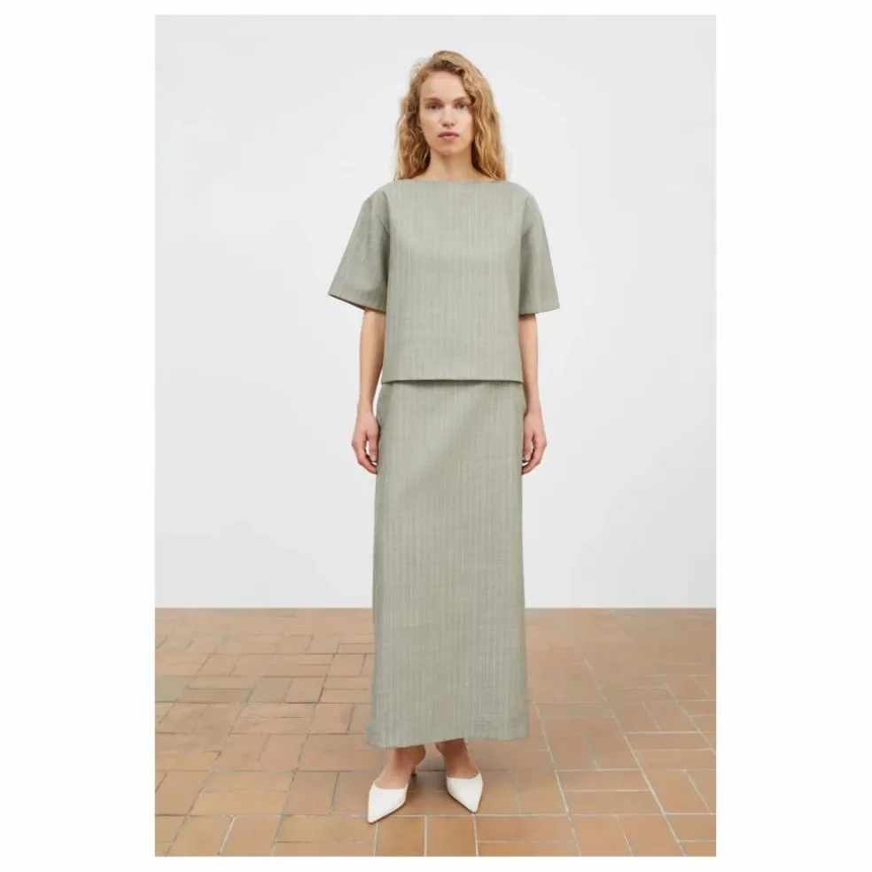 Blouse Blond Rayée Laine | Gris clair