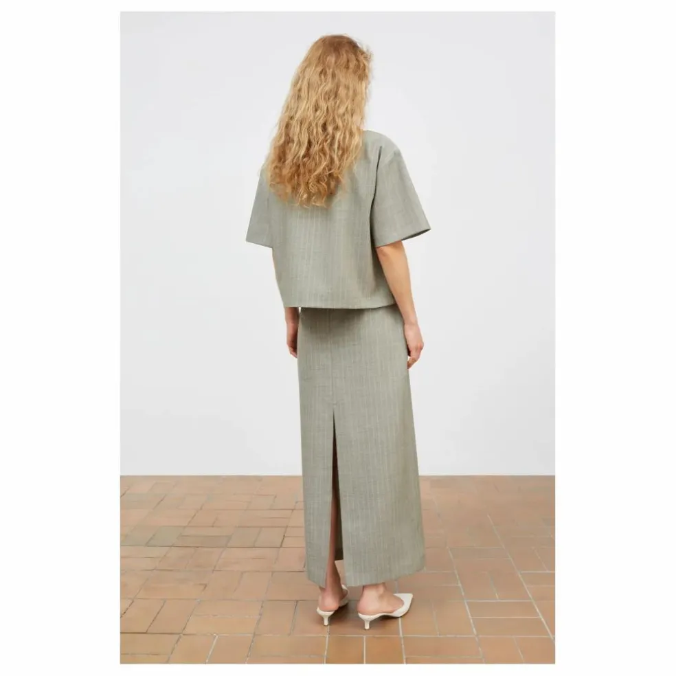 Blouse Blond Rayée Laine | Gris clair