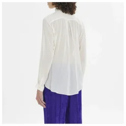 Blouse Brodée Bohémienne Coton et Voile de Soie | Blanc