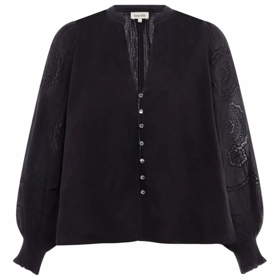 Blouse Brodée en Coton Bio | Noir