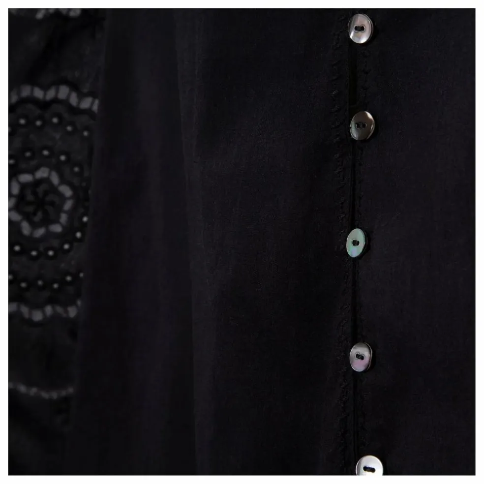 Blouse Brodée en Coton Bio | Noir