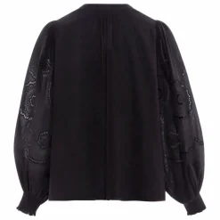 Blouse Brodée en Coton Bio | Noir