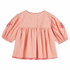 Blouse Brodée Main | Rose pêche