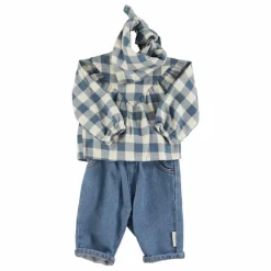 Blouse Carreaux Coton Bio | Bleu