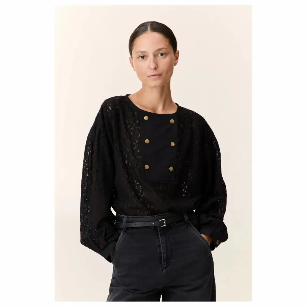 Blouse Cendre Dentelle | Noir