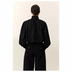 Blouse Chana Rayée Métallisée | Noir