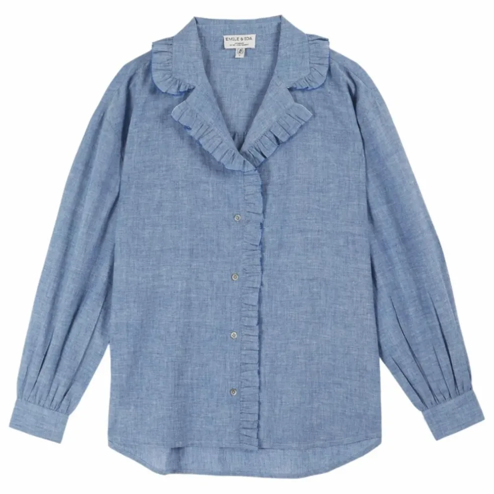 Blouse Célia Chambray | Bleu