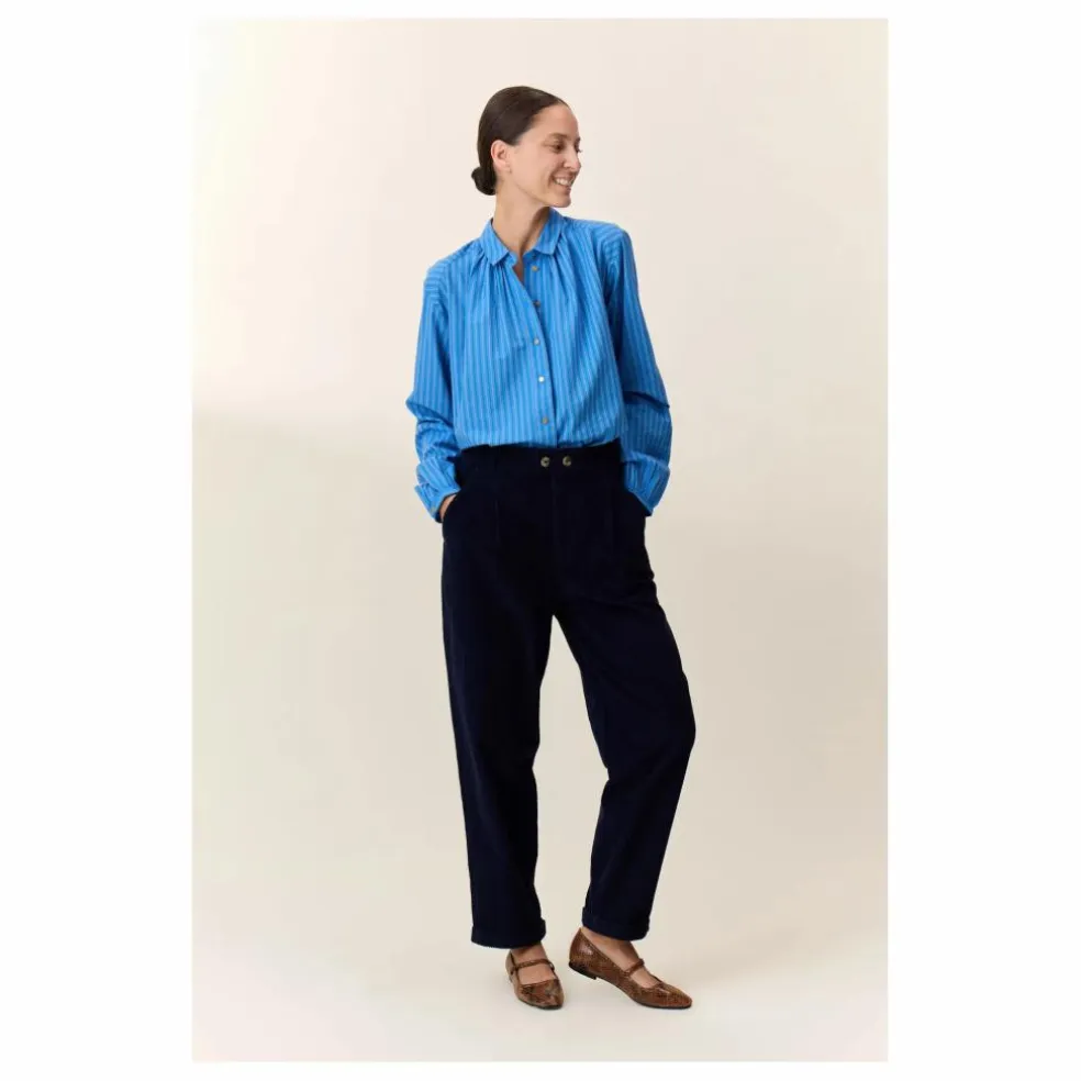 Blouse Cob Rayée Coton Bio | Bleu
