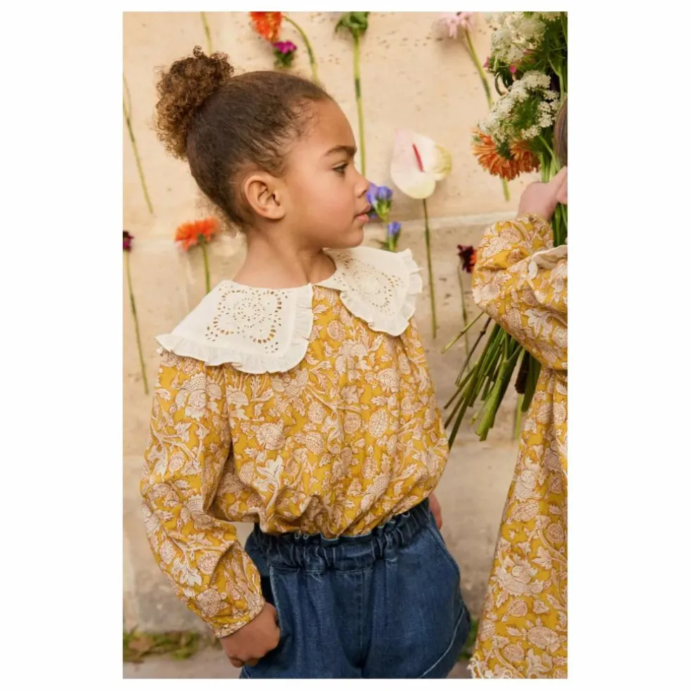 Blouse Col Brodé Clea Coton Bio | Miel