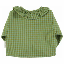 Blouse Col Carreaux Coton Bio | Vert