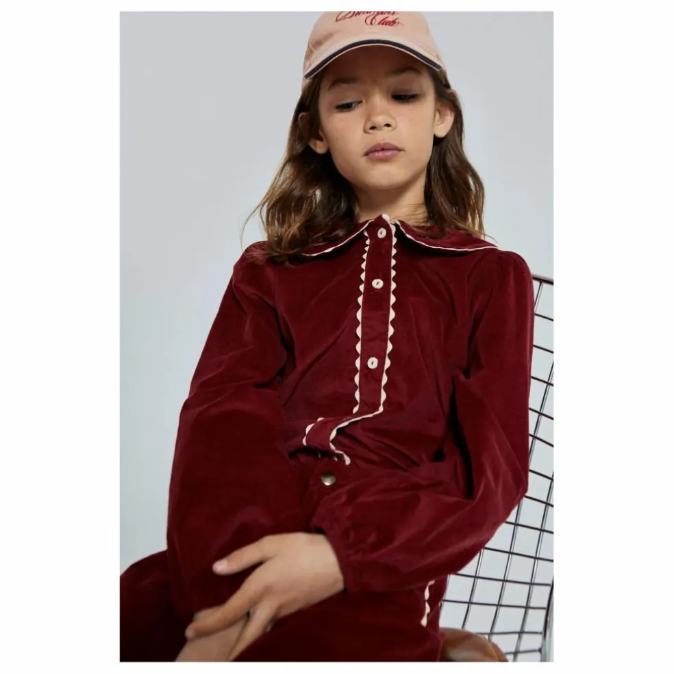 Blouse Col Claudine Emma Velours | Bordeaux