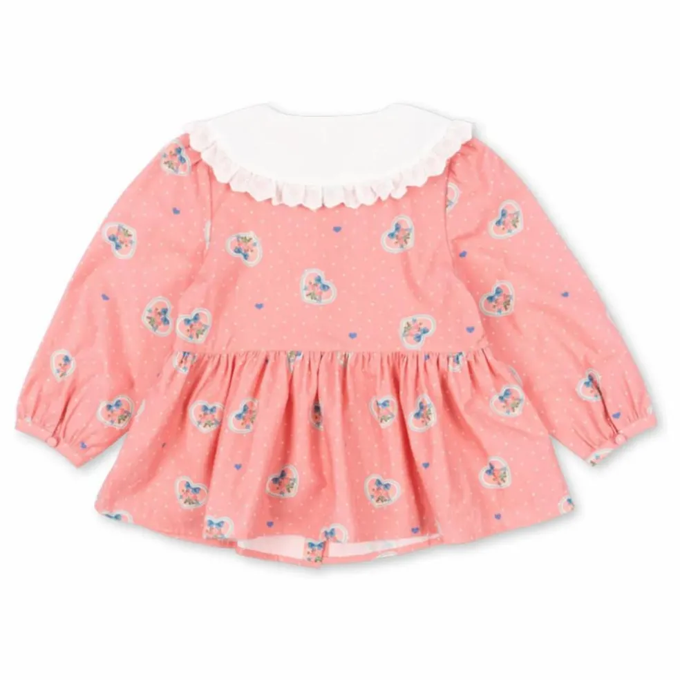 Blouse Col Cœurs Coton Bio | Rose