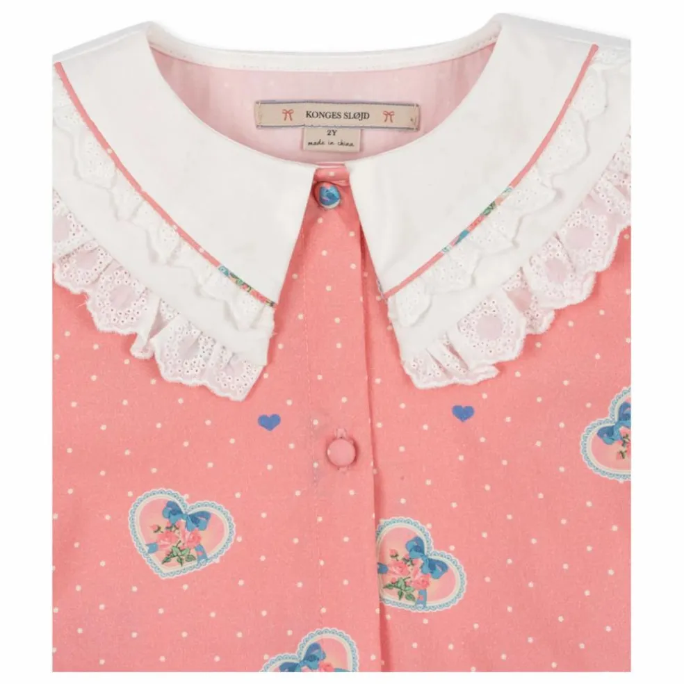 Blouse Col Cœurs Coton Bio | Rose