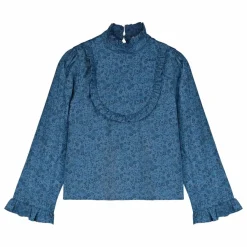 Blouse Col Volants Liberty | Bleu