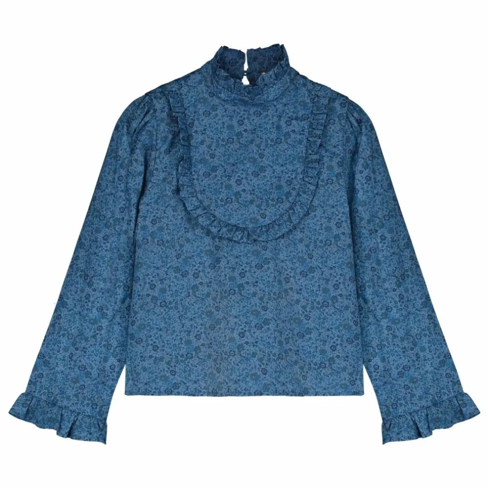 Blouse Col Volants Liberty | Bleu