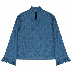 Blouse Col Volants Liberty | Bleu
