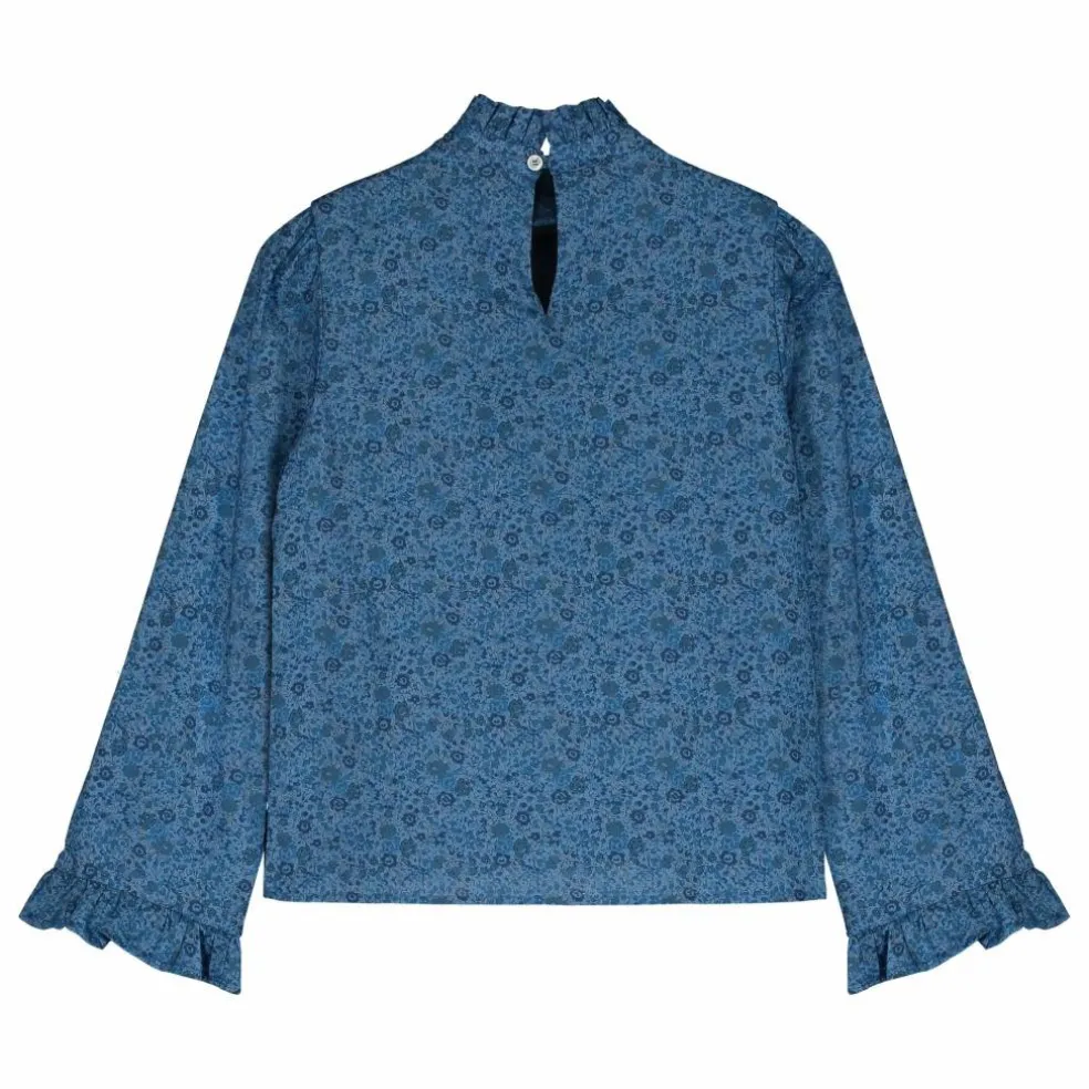 Blouse Col Volants Liberty | Bleu