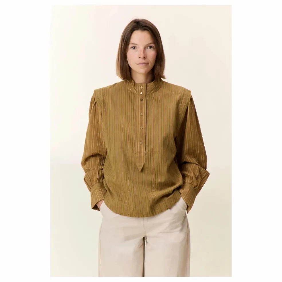 Blouse Cristo Rayée Coton Bio | Camel