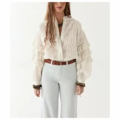Blouse Cuban Schiffli Omara | Blanc