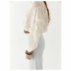 Blouse Cuban Schiffli Omara | Blanc
