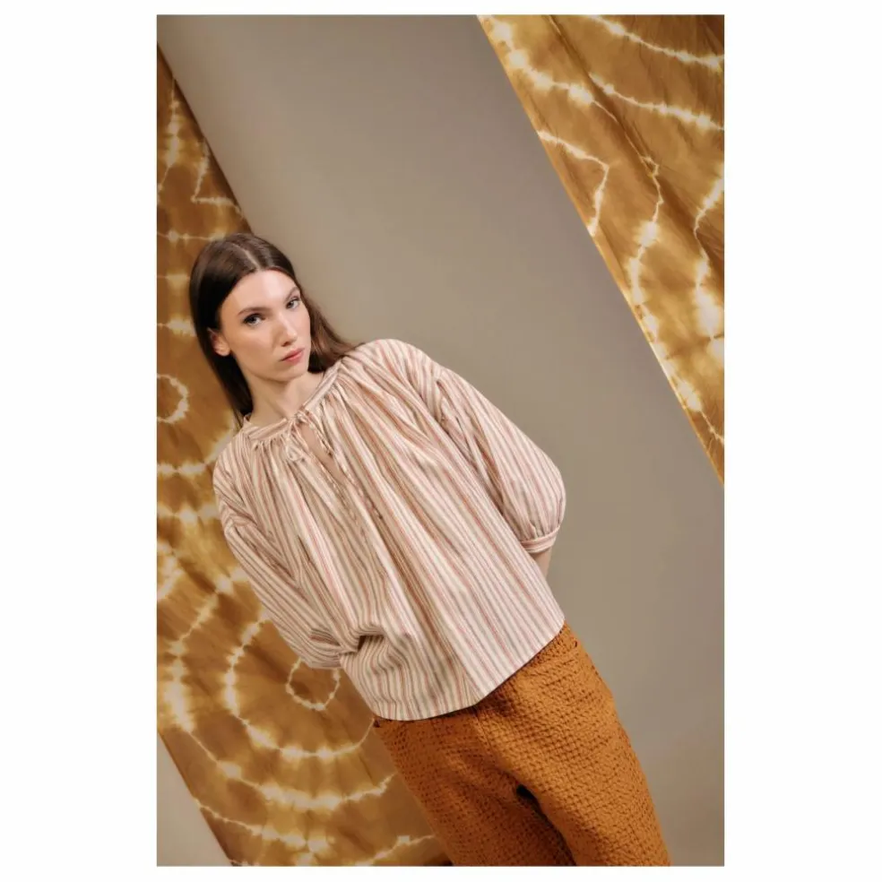 Blouse Cyclamen Rayée | Terracotta