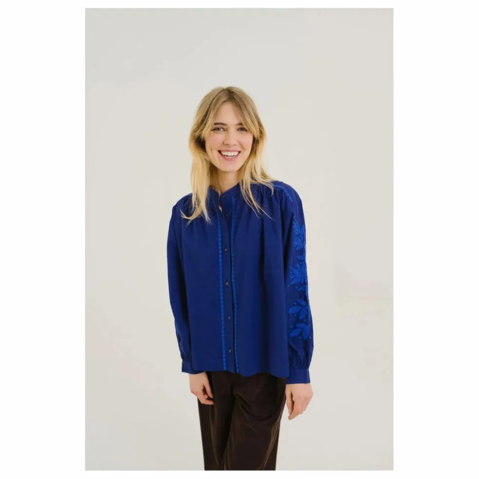 Blouse Ella Calypso Brodée | Bleu