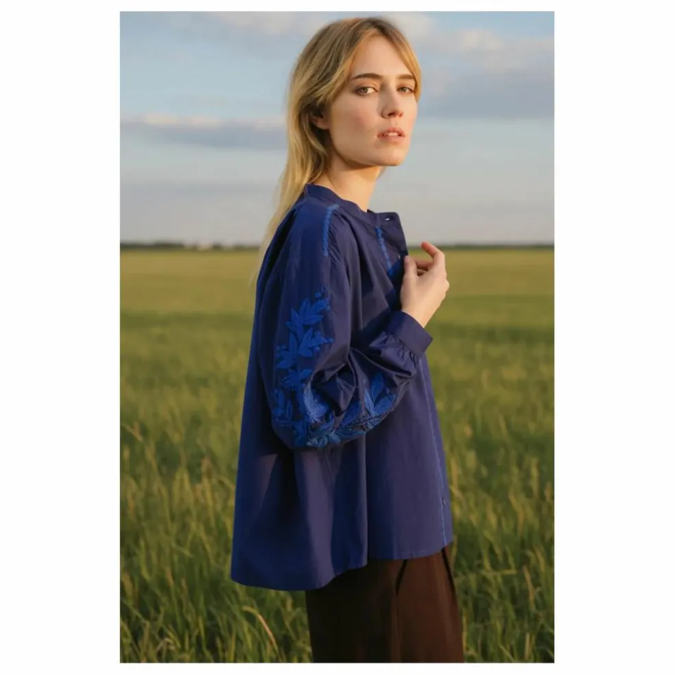 Blouse Ella Calypso Brodée | Bleu
