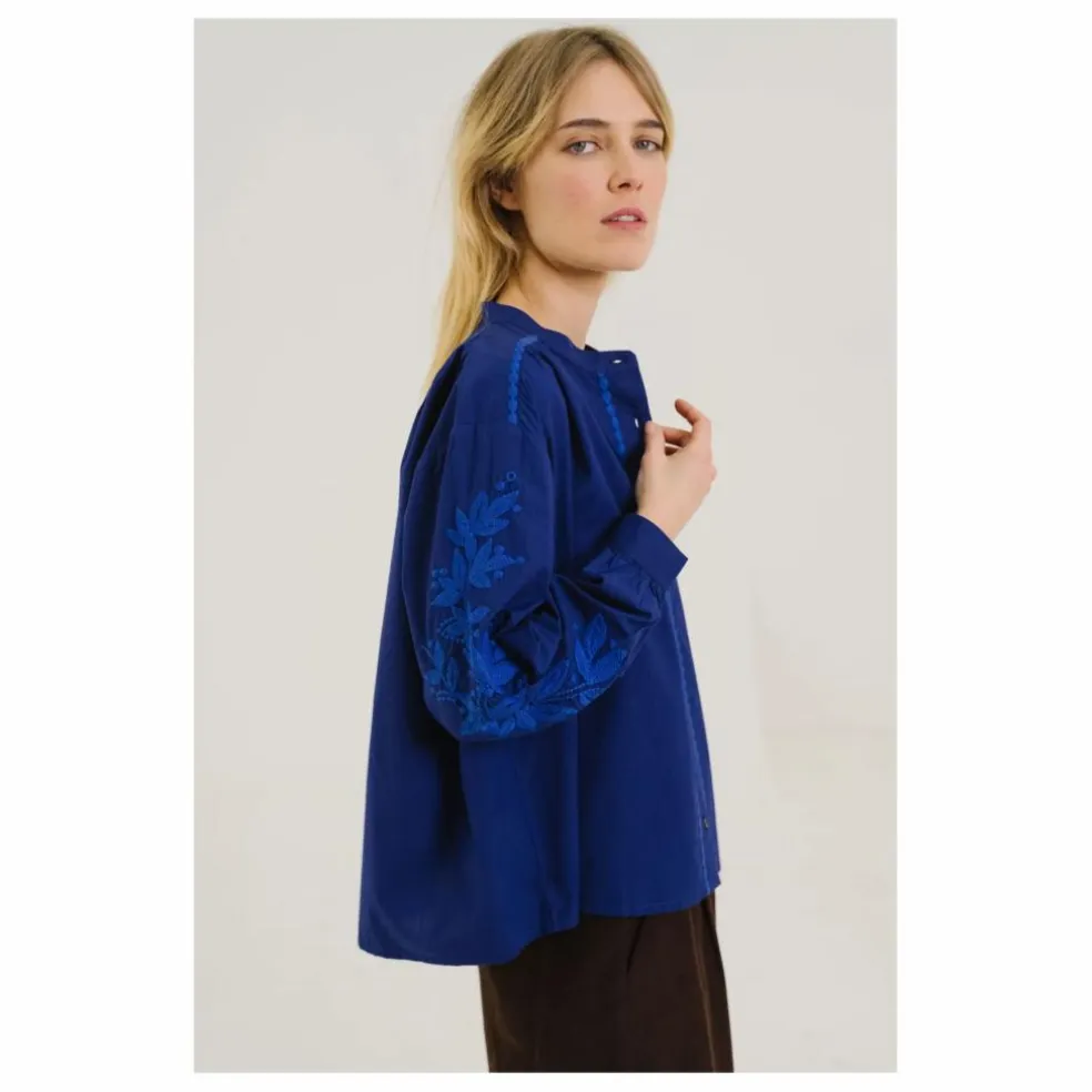 Blouse Ella Calypso Brodée | Bleu
