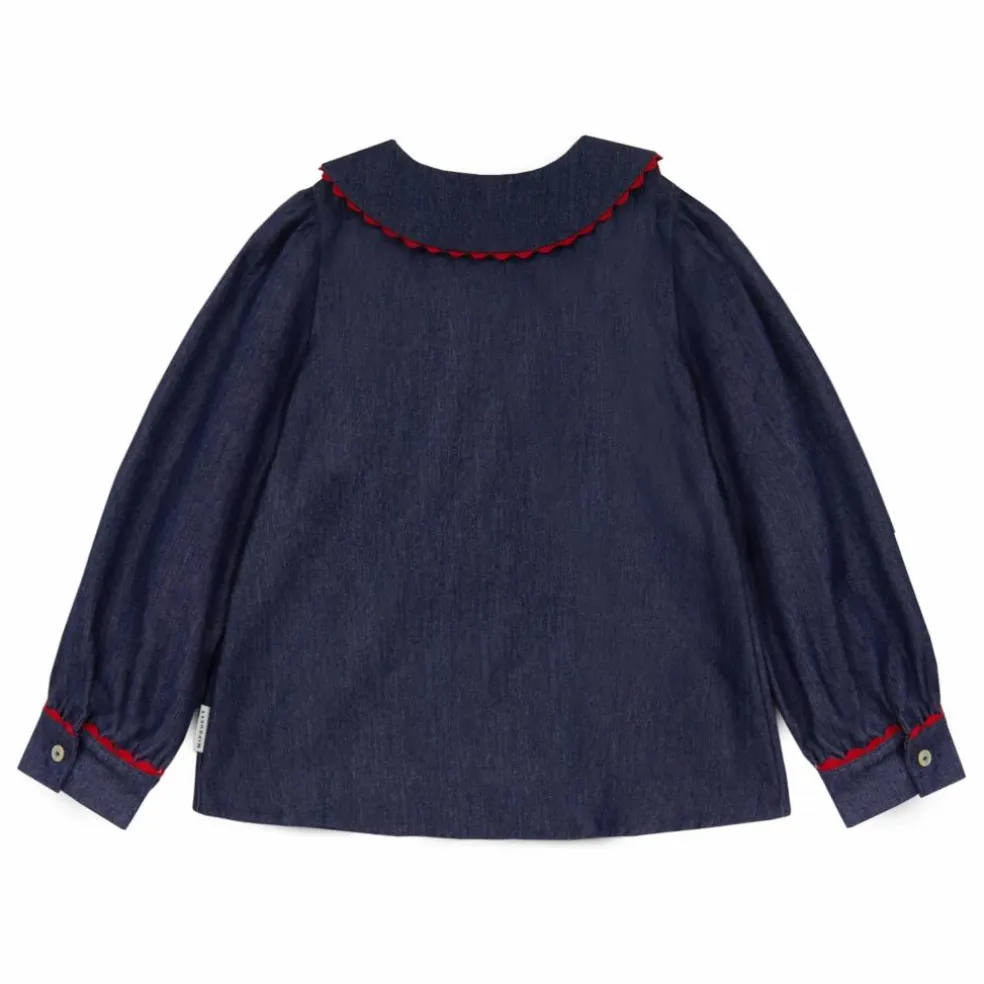 Blouse en Jean Col Claudine Cecilia | Bleu foncé