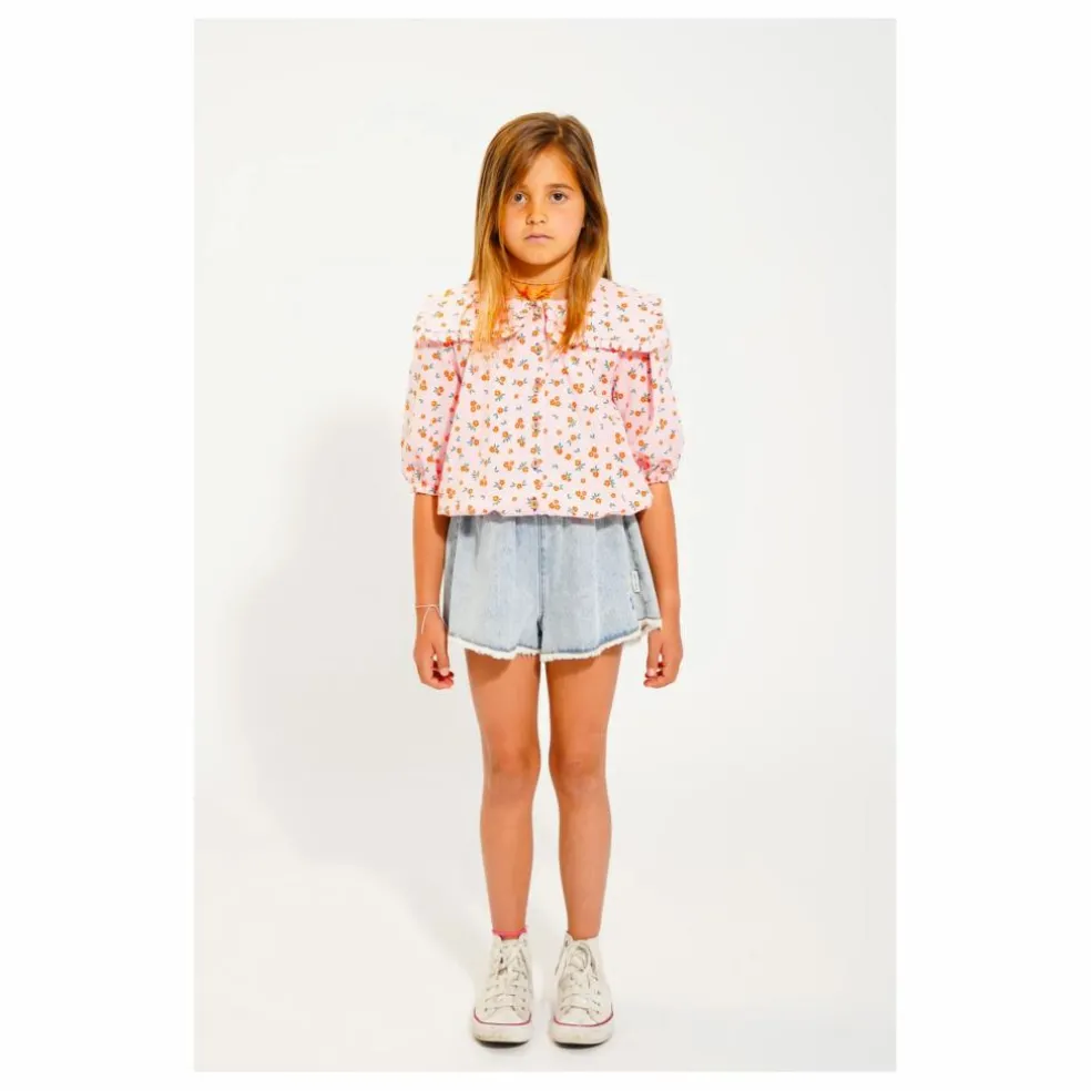 Blouse Fleuri Coton Bio | Rose pêche