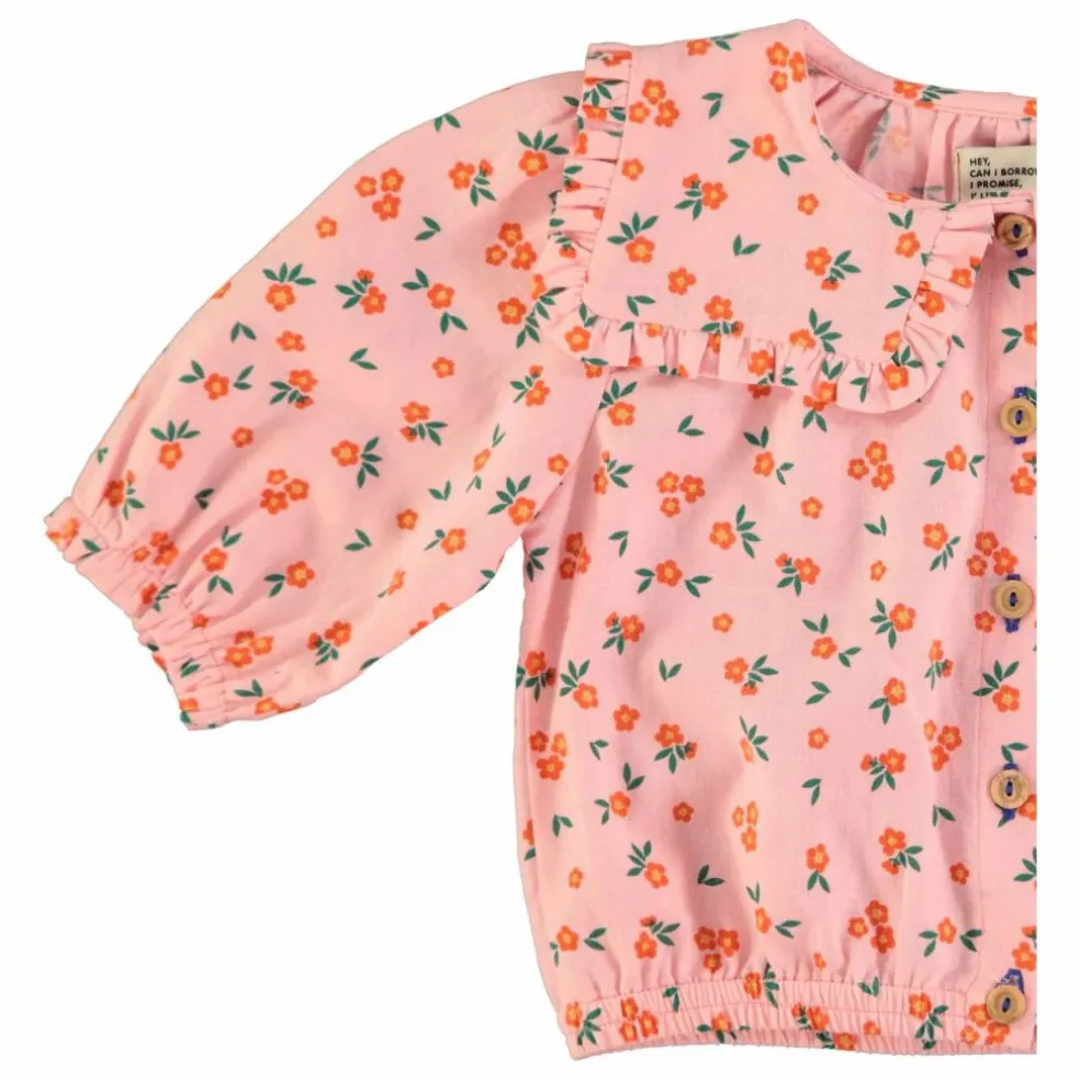 Blouse Fleuri Coton Bio | Rose pêche