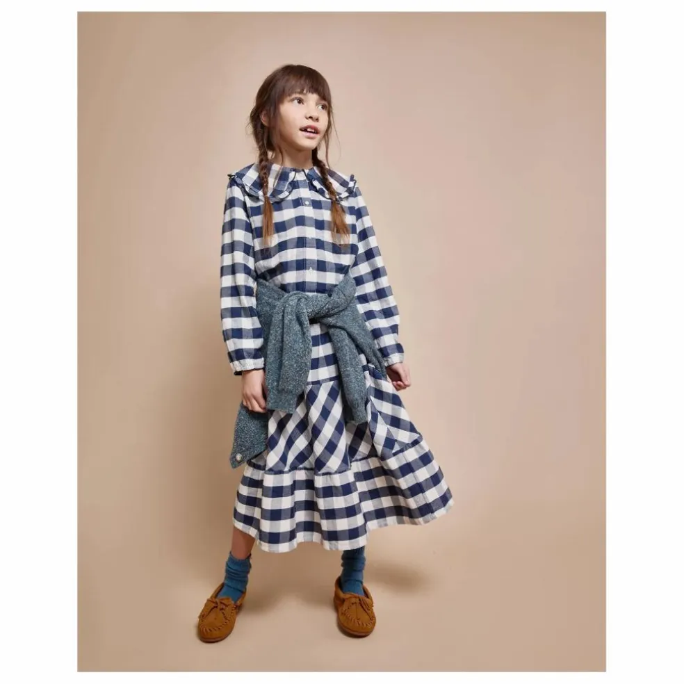 Blouse Gingham Carreaux | Bleu marine