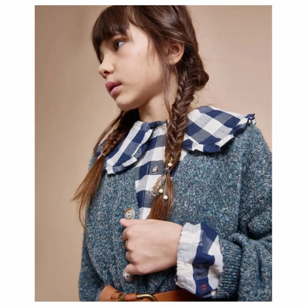 Blouse Gingham Carreaux | Bleu marine